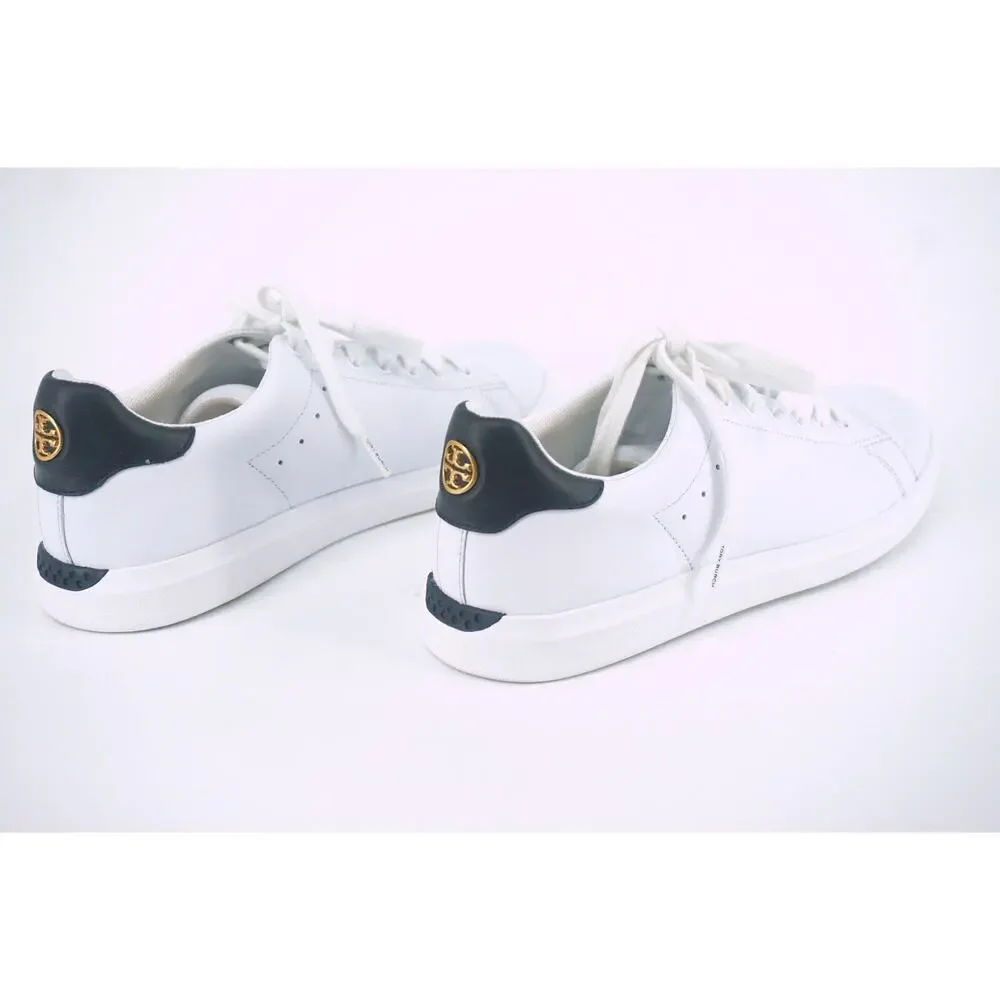 Tory Burch Howell Court White Leather Sneakers SZ 8.5 Tennis low top logo $248